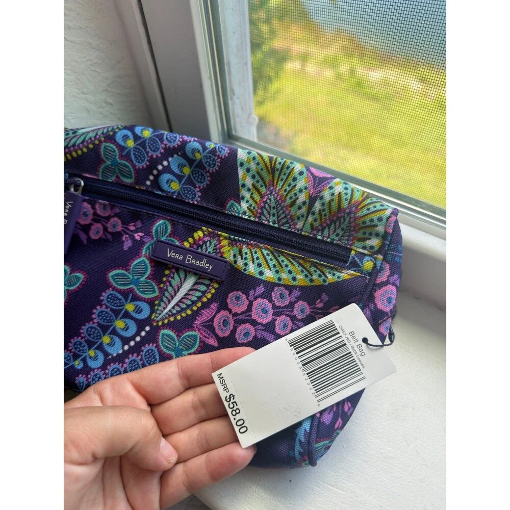 NWT! Vera Bradley Batik Leaves Purple Paisley Belt Bag Fanny Pack - Picture 11 of 11